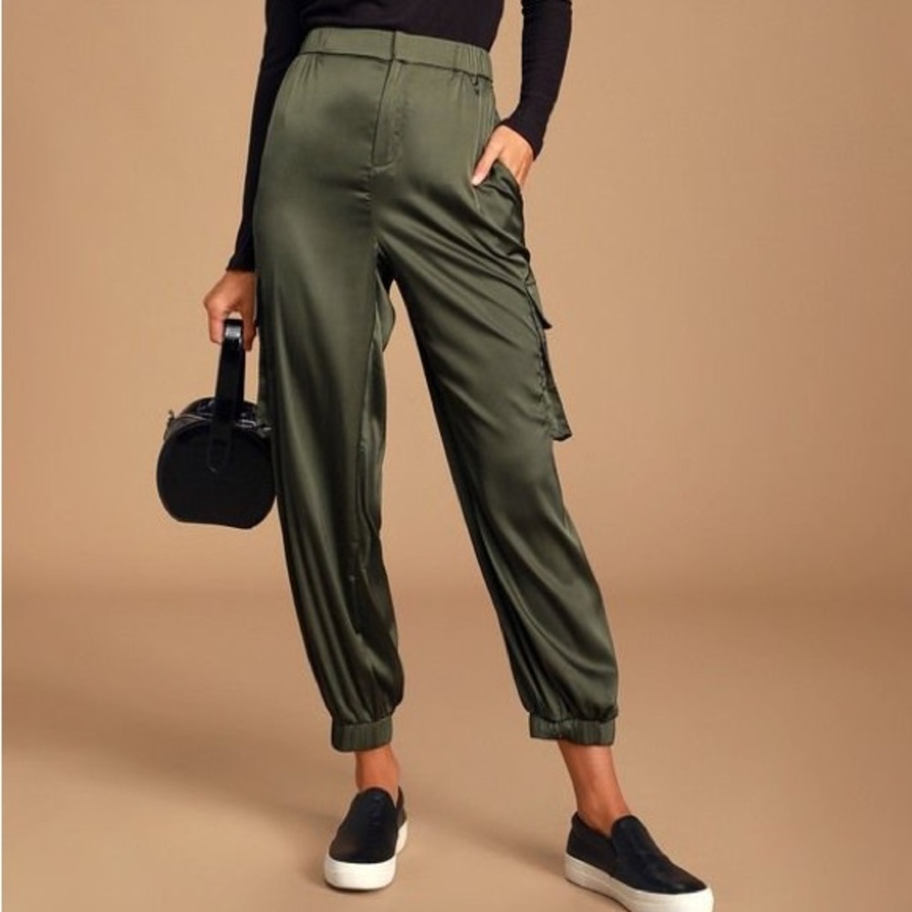 Satin Green Joggers